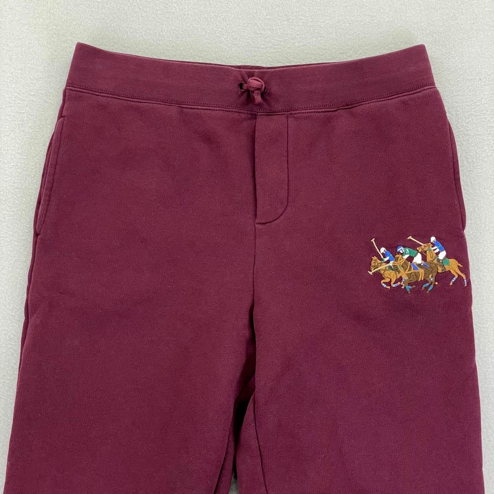 Polo Ralph Lauren Triple Pony Sweatpants Youth XL Burgundy Embroidered Lounge‎